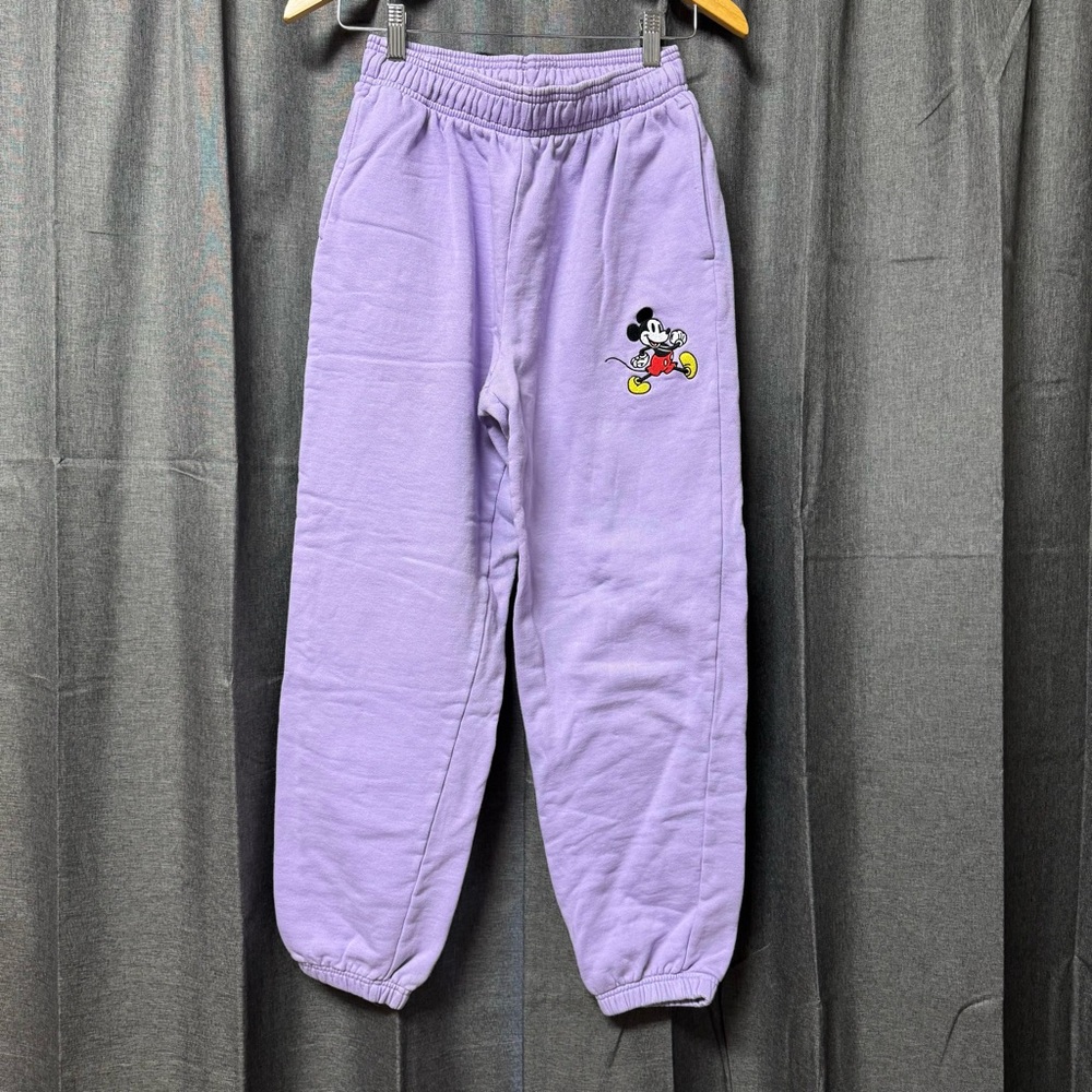 Disney Mickey Mouse Sweatpants Womens Purple/Lavender Jogger Pants Embroidered S